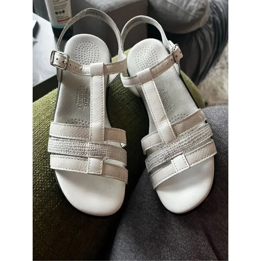 SAS Capri White Multi Leather Sandals sz 7 N w/ Box WUC
